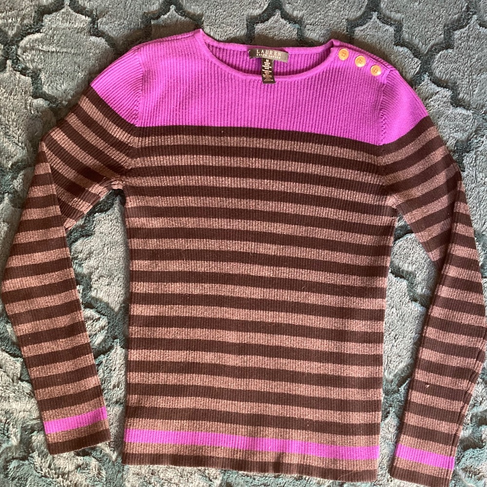 Ralph Lauren Striped Sweater with Button detail